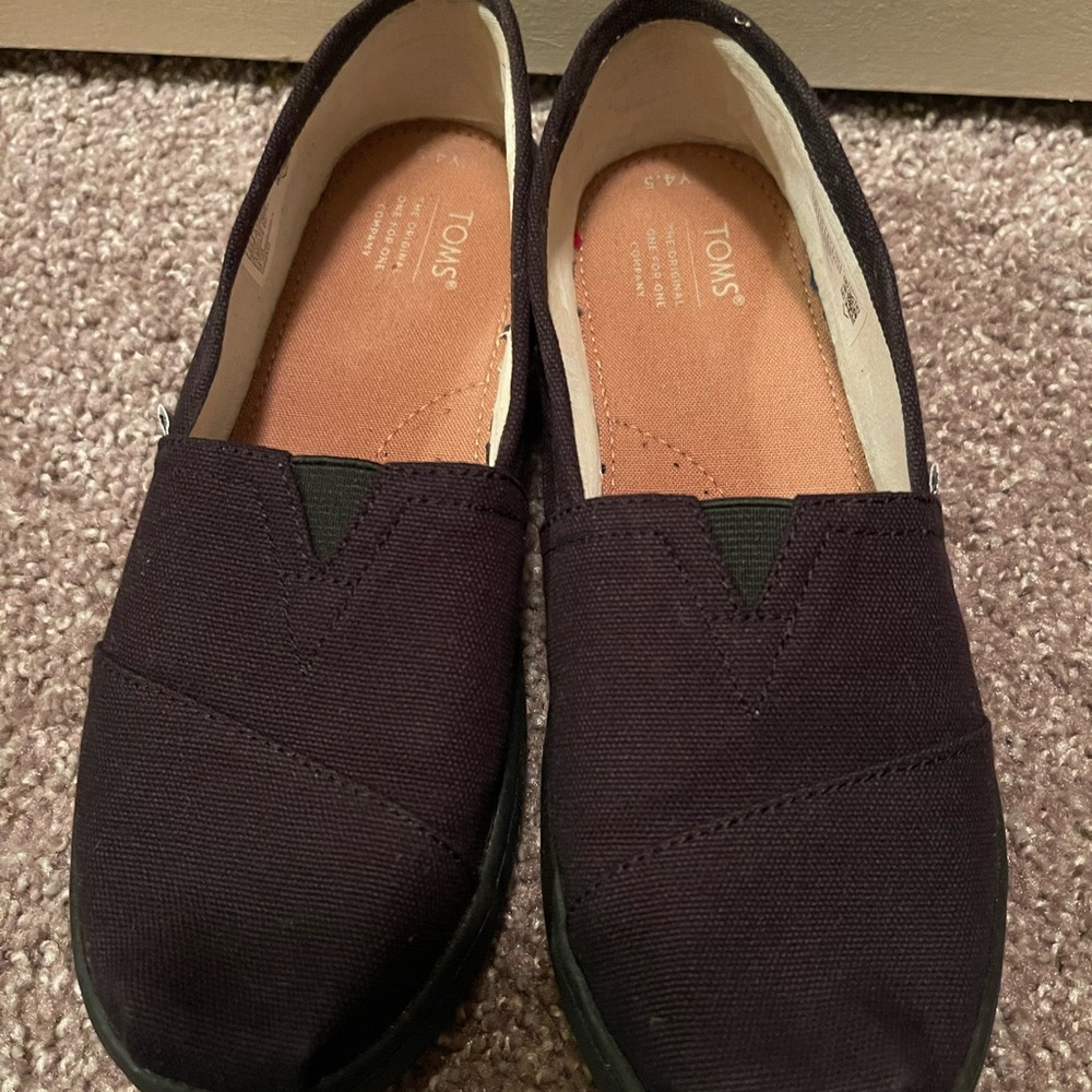 Youth Toms Black Canvas Slip-On Loafers